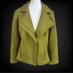 Isaac Mizrahi Mixed Quilted Knit Motorcycle Jacket Size Small